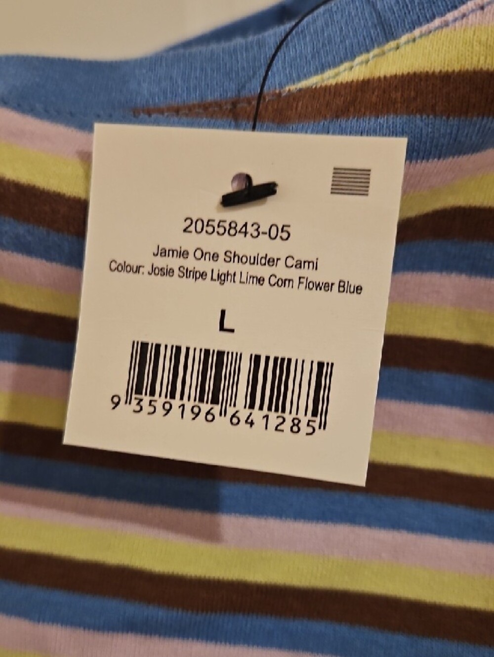 Striped One-Shoulder Tank Top - Red - Picture 3 of 3